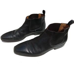 Vintage SANTONI mens shoes black fine leather chelsea boot Italian size 12 90s